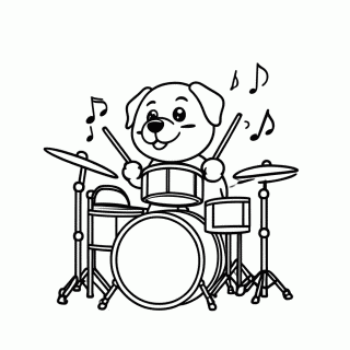 Cachorro na Bateria para colorir