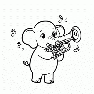 Elefante no Trombone para colorir