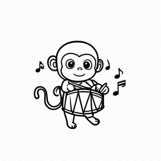Macaco no Tambor para colorir