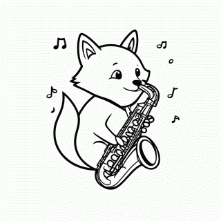 Raposa no Saxofone para colorir