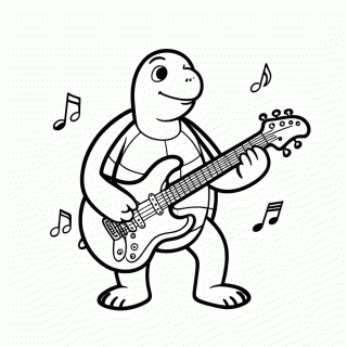 Tartaruga na Guitarra para colorir