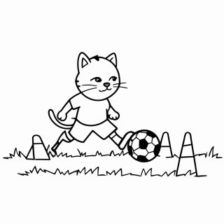 Gato Cobrando Falta para colorir