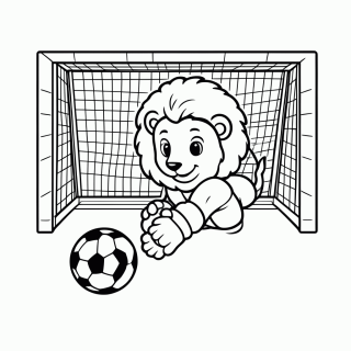 Leão Goleiro Pegando Pênalti para colorir