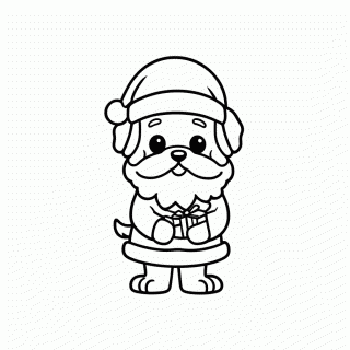 Cachorro Papai Noel para colorir