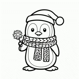 Pinguim com Cachecol para colorir