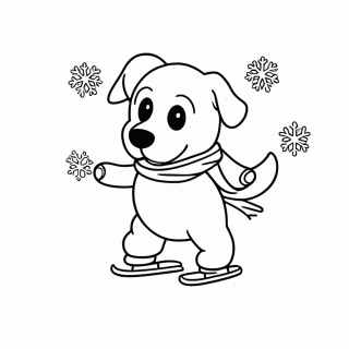 Cachorro Patinando no Gelo para colorir