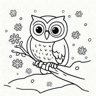 Coruja na Neve para colorir