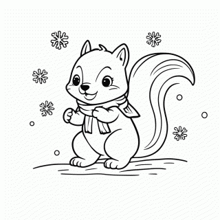 Esquilo na Neve para colorir