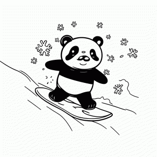 Panda no Snowboard para colorir