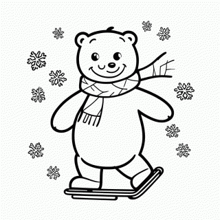 Urso Polar Patinando para colorir