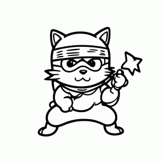 Gato Ninja para colorir
