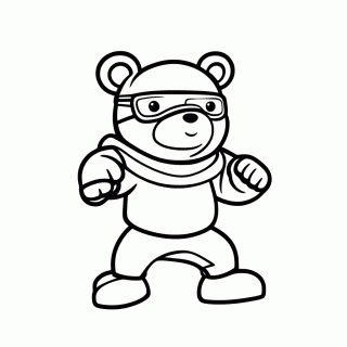 Urso Ninja para colorir