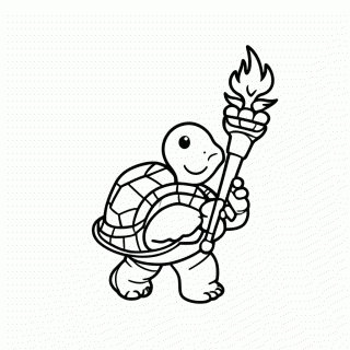 Tartaruga com a Tocha para colorir