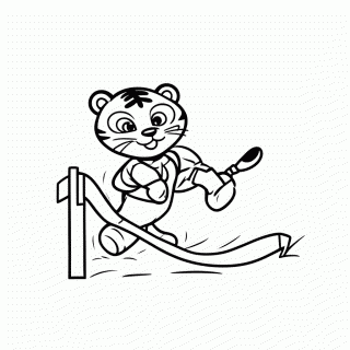 Tigre na Corrida para colorir