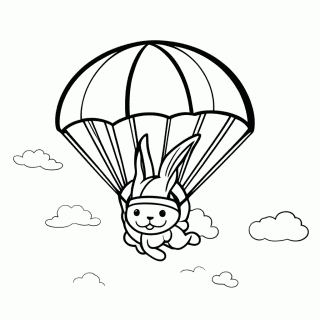 Coelho de Paraquedas para colorir