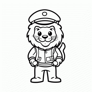 Leão Piloto para colorir