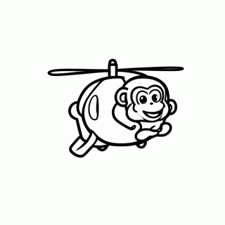 Macaco de Helicóptero para colorir