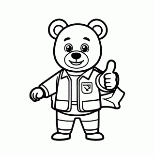 Urso Piloto de Jato para colorir