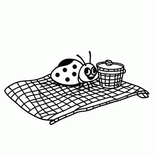 Joaninha no Piquenique para colorir