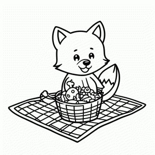 Raposa no Piquenique para colorir