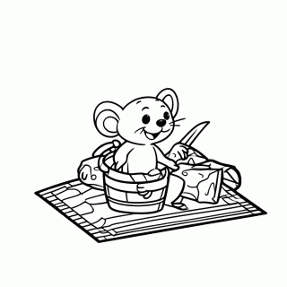 Ratinho no Piquenique para colorir