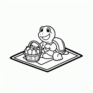 Tartaruga no Piquenique para colorir