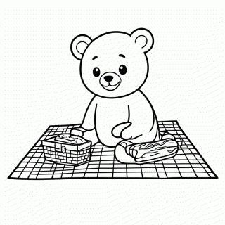 Urso no Piquenique para colorir