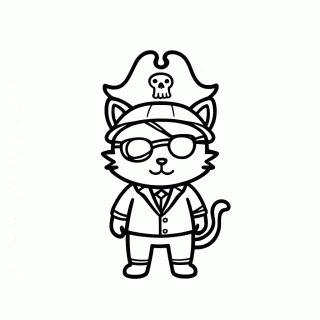Gato Pirata para colorir