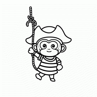 Macaco Pirata para colorir