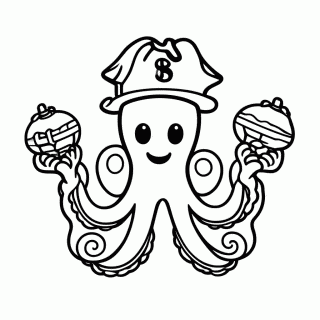 Polvo Pirata para colorir