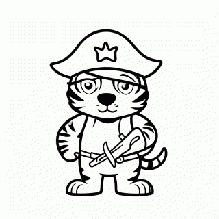 Tigre Pirata para colorir