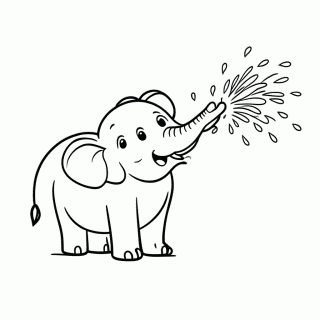 Elefante na Praia para colorir