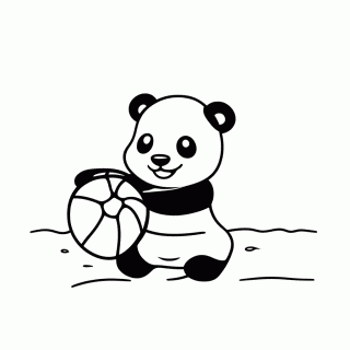 Panda na Praia para colorir
