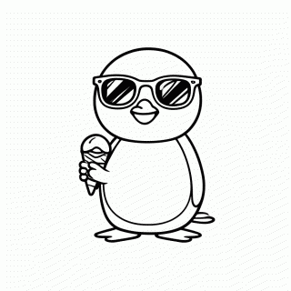 Pinguim na Praia para colorir