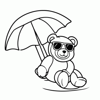 Urso na Praia para colorir