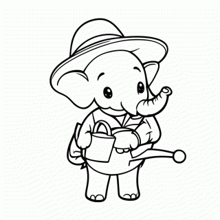 Elefante Jardineiro para colorir