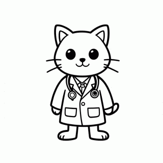 Gato Médico para colorir