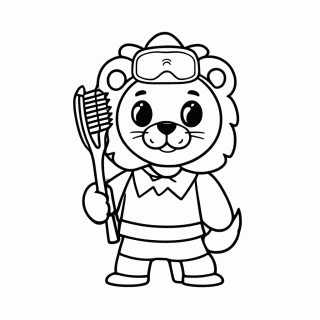 Leão Dentista para colorir