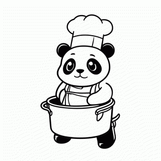 Panda Cozinheiro para colorir