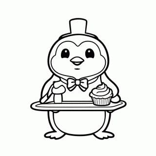 Pinguim Garçom para colorir