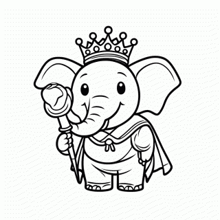 Elefante Rei para colorir