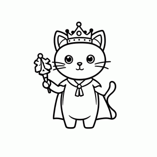 Gato Rei para colorir