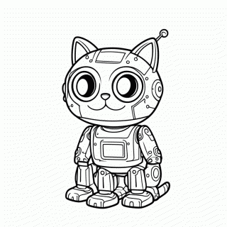 Gato Robô para colorir