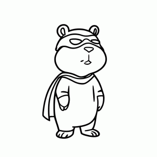 Capivara Super-Herói para colorir