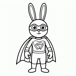 Coelho Super-Herói para colorir