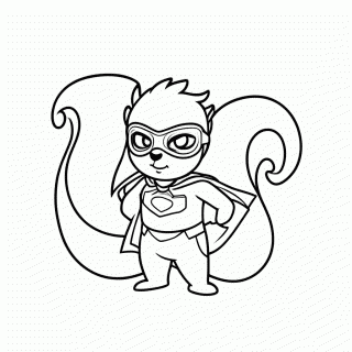Esquilo Super-Herói para colorir