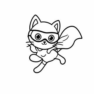 Gato Super-Herói para colorir
