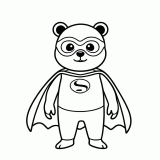 Panda Super-Herói para colorir