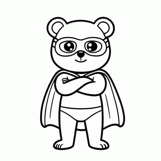 Urso Super-Herói para colorir