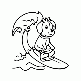 Cachorro Surfista para colorir